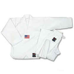 8oz. Medium Weight Tae Kwon Do Uniform -- White V-Neck