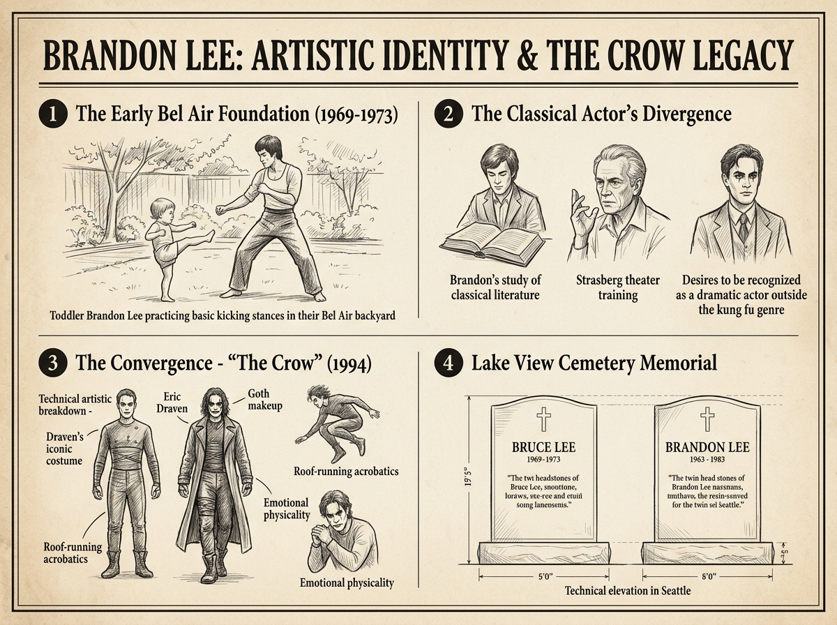 Brandon Lee: Artistic Identity & The Crow Legacy Infographic