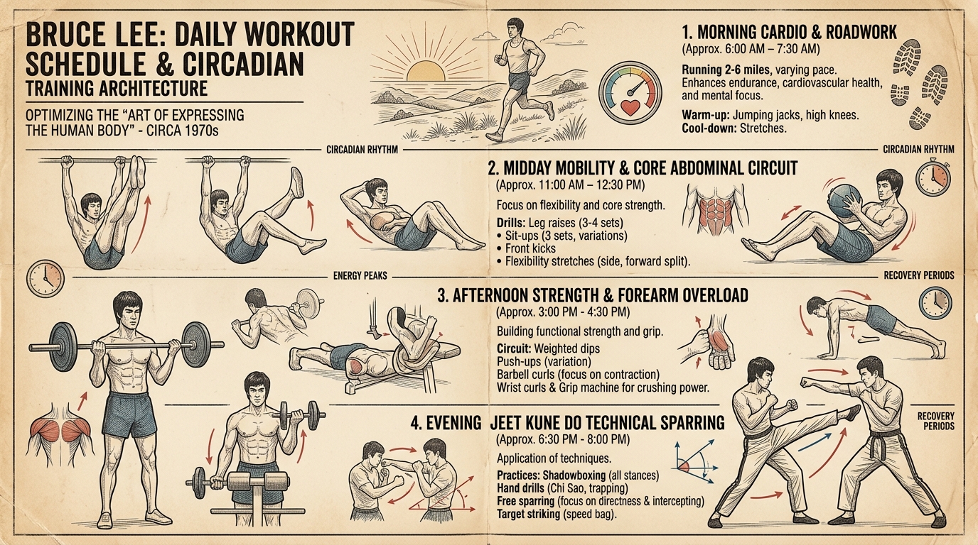 Bruce Lee Daily Workout Schedule and Circadian Training Architecture