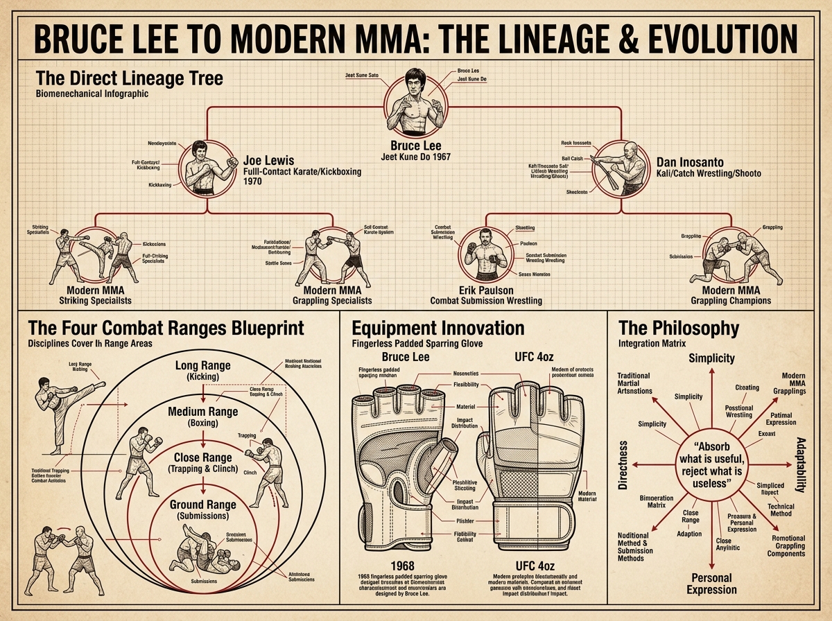 Bruce Lee to Modern MMA: The Lineage & Evolution Infographic