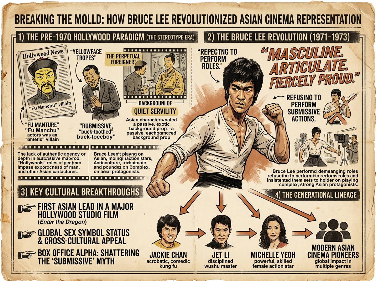 Breaking the Mold: How Bruce Lee Revolutionized Asian Cinema Representation Infographic