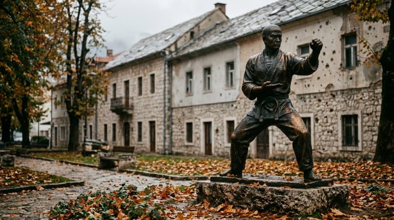 Bruce Lee statue in Mostar Bosnia