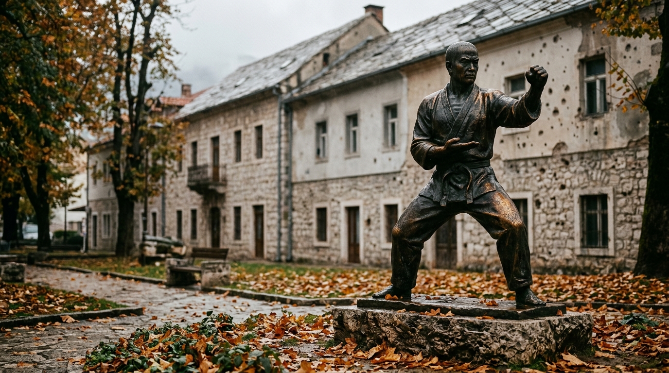 Bruce Lee statue in Mostar Bosnia