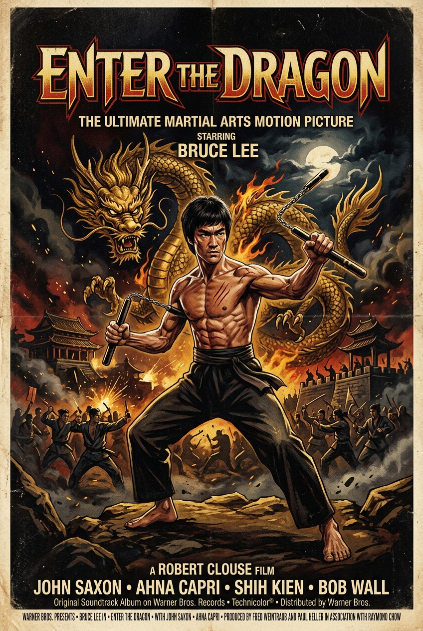 Enter the Dragon movie poster featuring Bruce Lee
