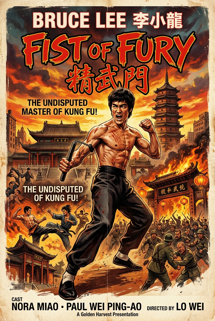 Fist of Fury movie poster featuring Bruce Lee