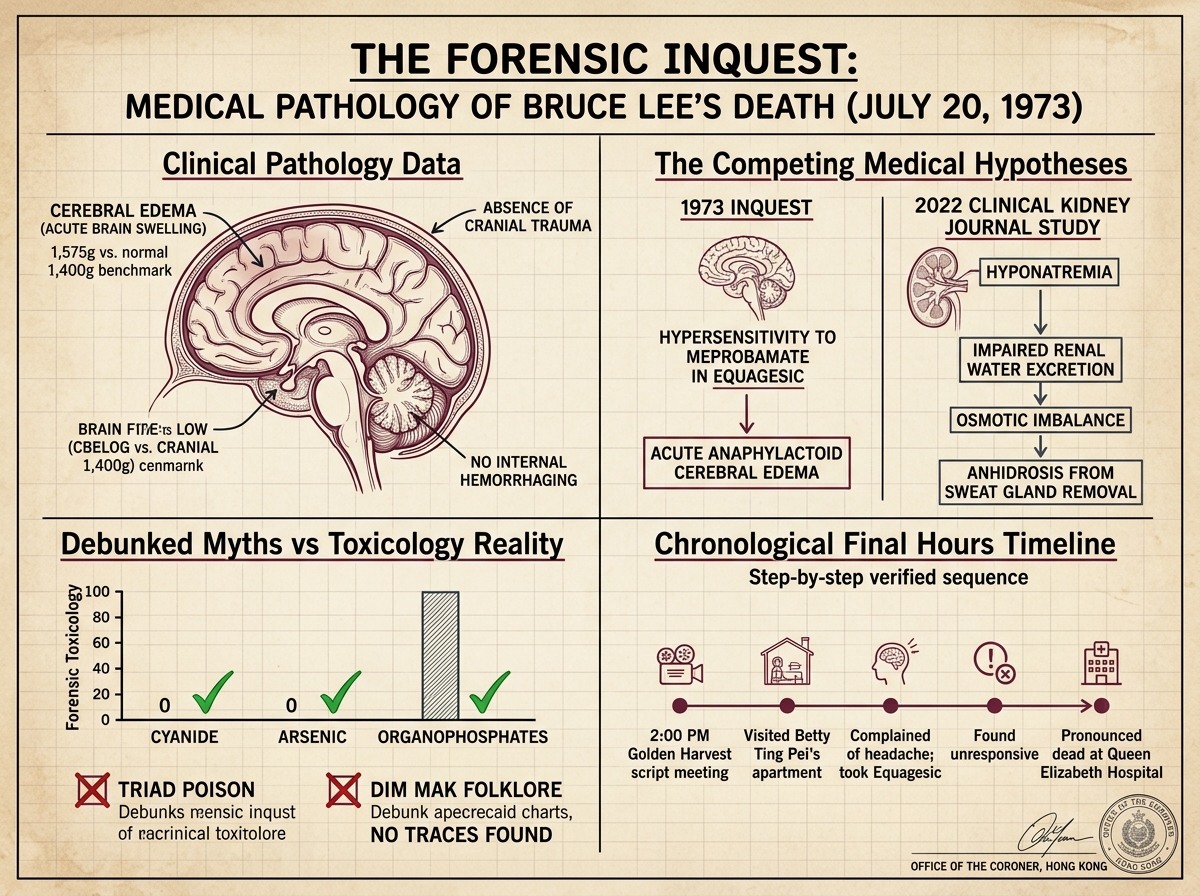 The Forensic Inquest: Medical Pathology of Bruce Lee's Death (July 20, 1973) Infographic