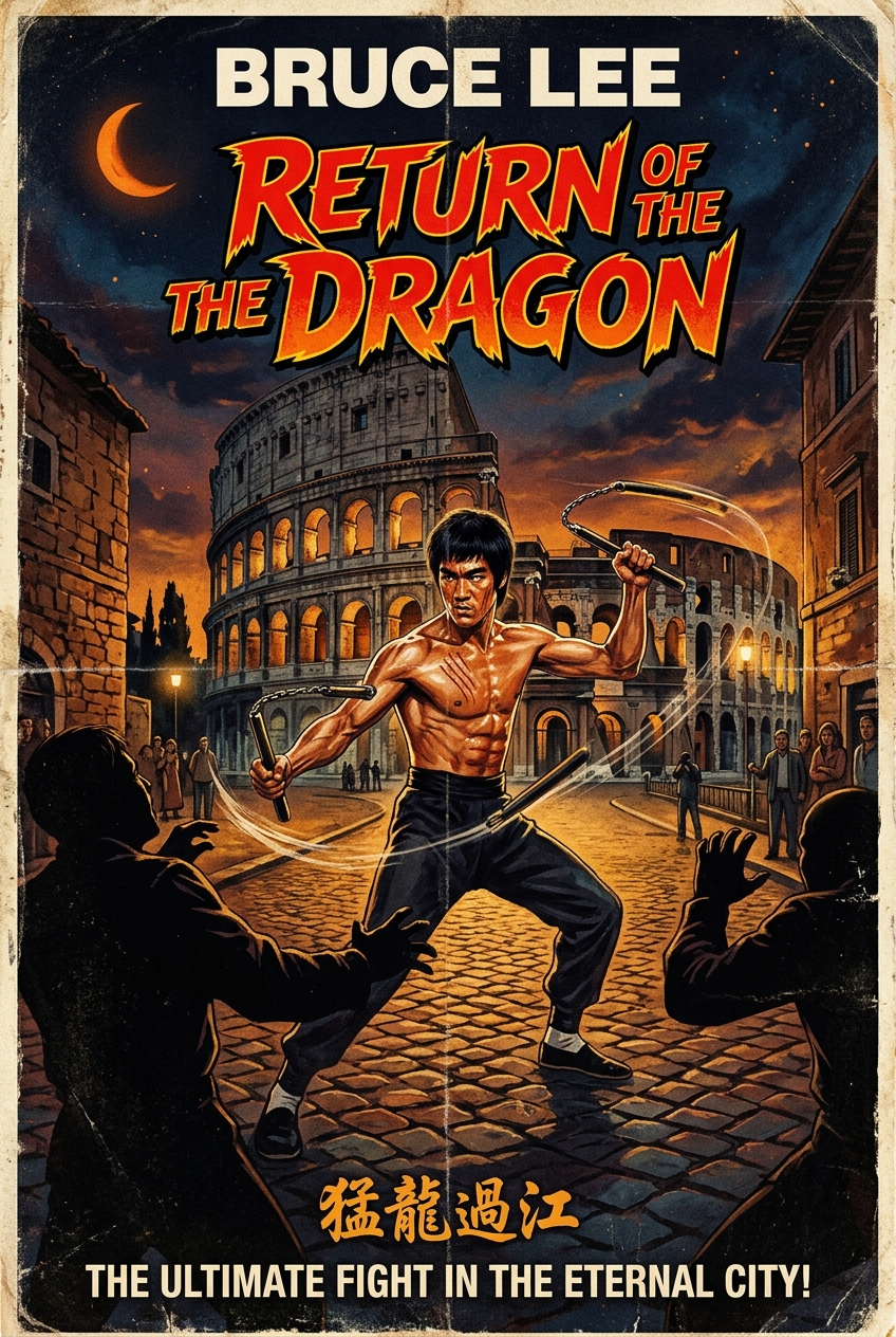 Return of the Dragon movie poster featuring Bruce Lee
